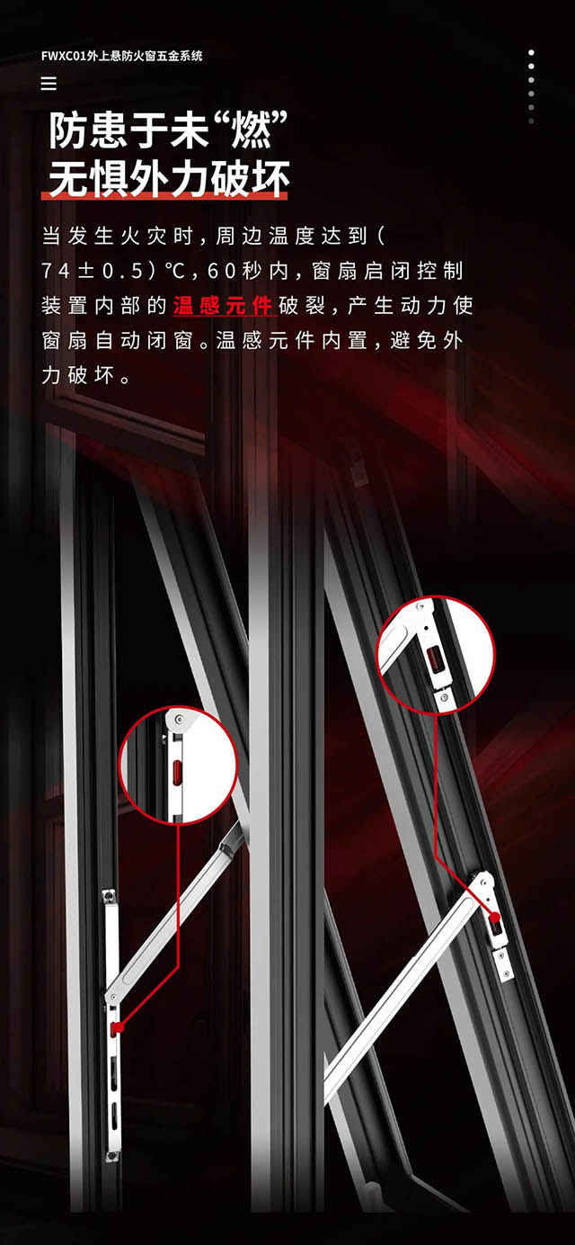 FWXC01外上悬防火窗五金系统